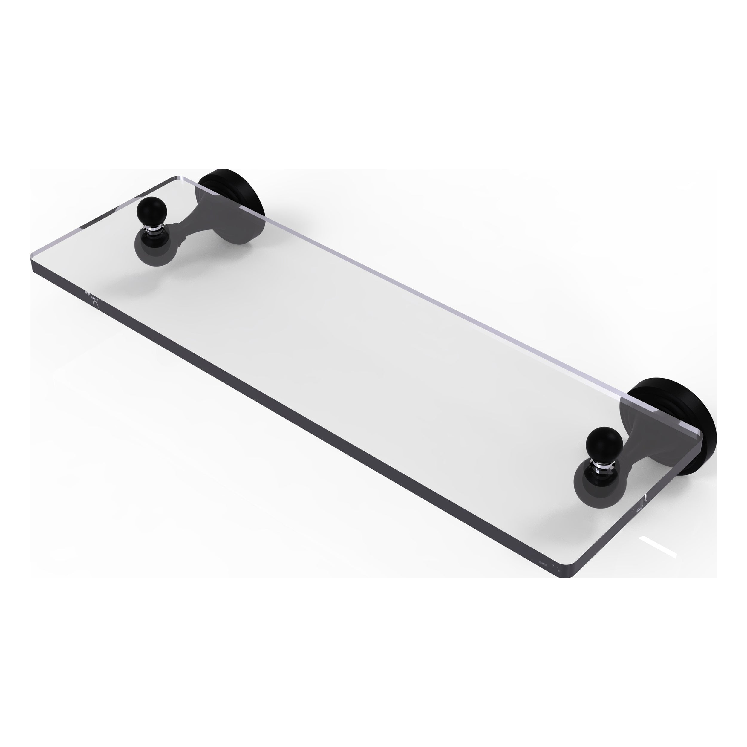 Sag Harbor Collection 16in Glass Vanity Shelf with Beveled Edges in Matte Black