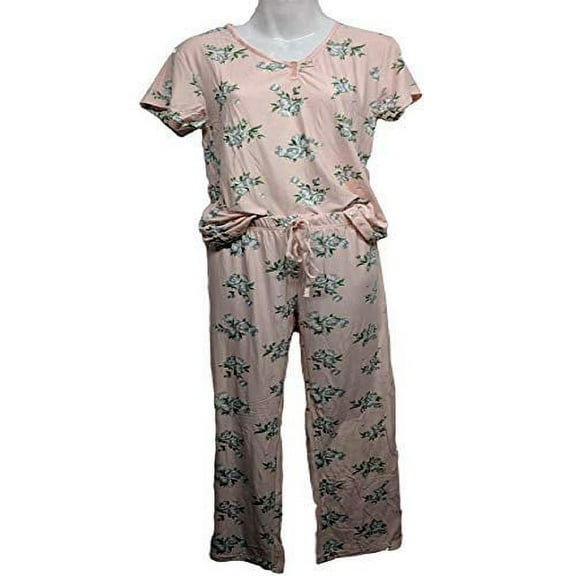 Sag Harbor Women's Floral Sleepwear Set - Top with Pajama (X-Large) Pink