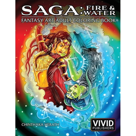 Saga: Fire & Water: Fantasy Art Adult Coloring Book, (Paperback)
