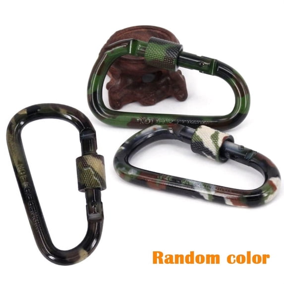 SagaSave 1/2/5 Pcs Camouflage Buckle Lock Carabiner D-Shaped Aluminium Alloy