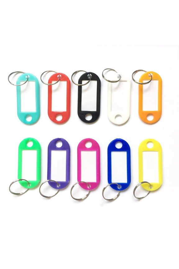 100 Pcs Key Labels Keychain Key ID Tag Name Tag Ring Keychain Plastic