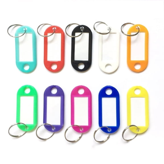 SagaSave 100 Pcs Key Labels Keychain Key ID Tag Name Tag Ring Keychain Plastic