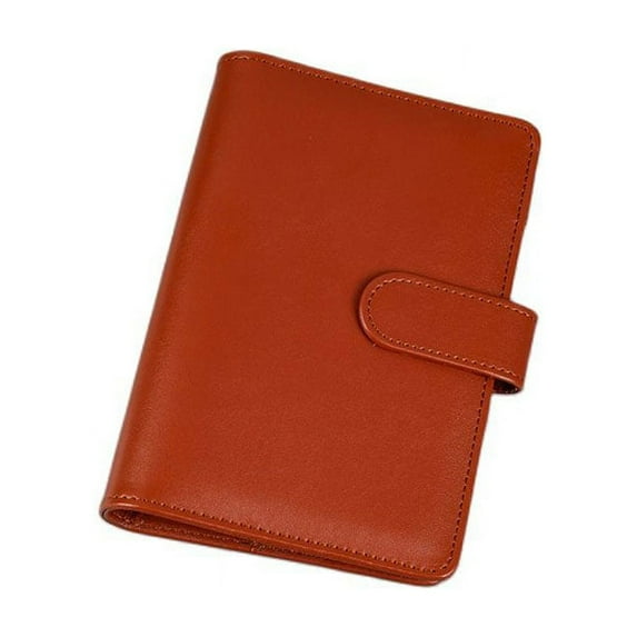 SagaSave 100 Sheets/200 Pages PU Business Notebook A5 6 Rings Binder Journal with Card Pockets Black/Brown