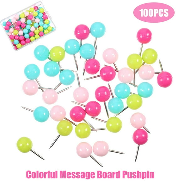 SagaSave 100Pcs Box Big Head Push Pins Mix Colour