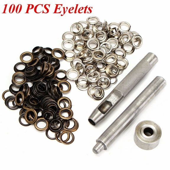 SagaSave 100Pcs Eyelets Kits Copper Grommet Kit Eyelet Hole Punch Tool Leather Craft Clothing Canvas