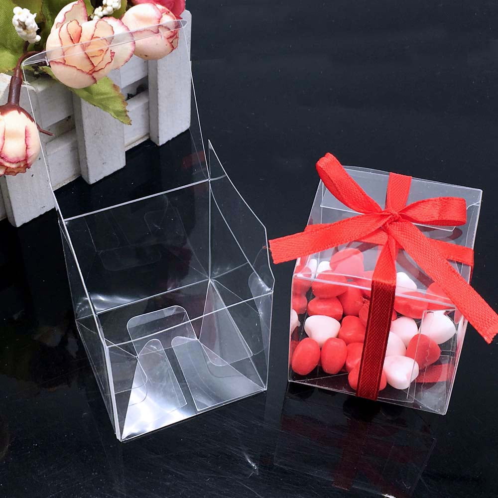 PVC Invitation clear boxes for party favors, weddings, packaging - Pillow  Shape 5.5 x 1.5x 7 - 12 Pcs 