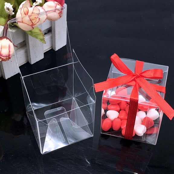 SagaSave 10pcs Square Boxes Clear Gifts Box DIY Wedding Party Gifts Package Decorations Supplies