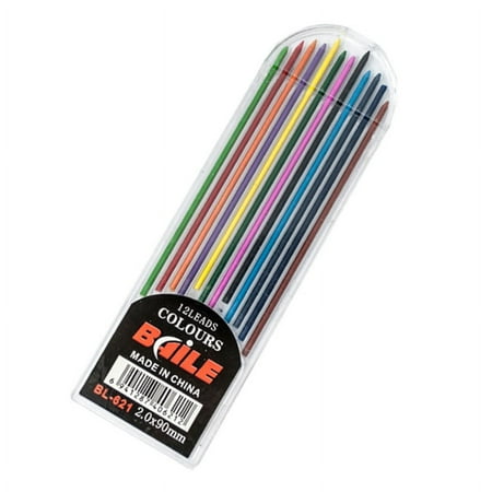 SagaSave 12Pcs Resin Mechanical Colored Pencil Leads Set 2.0mm Pencil Leads Student Stationery