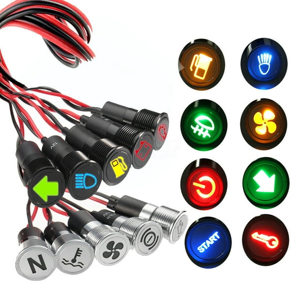 SagaSave 12V LED Auto Warning Light Indicator Metal Car Warning Indicator Lamps Waterproof IP67