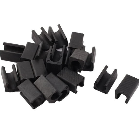 SagaSave 20pcs Plastic U Shaped Chair Floor Glides Tubing Caps Cover Chair Tables Foot Caps Protectors Black