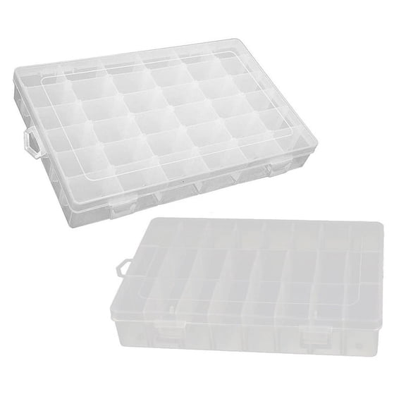 SagaSave 24/36 Slots Storage Box Case Adjusting/Detaching Grid for Earrings Necklace Jewelry Plastic Transparent