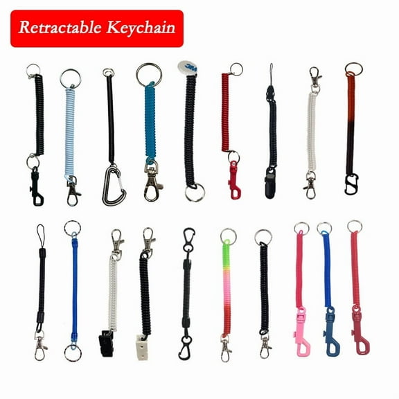 SagaSave 5 PCS Plastic Spiral Retractable Spring Keychain Flexible Stretchy Keyring Key Holder Colourful