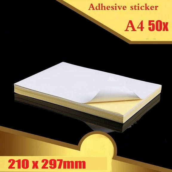 SagaSave 50/100 Sheets Printable White Sticker Paper Adhesive Printing Paper A4