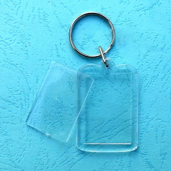 SagaSave 50Pcs Clear Acrylic Blank Keyring DIY Blank Insert Photo Pictur Keychain