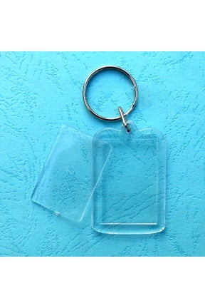 50Pcs Clear Acrylic Blank Keyring DIY Blank Insert Photo Pictur Keychain