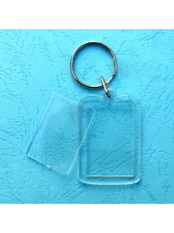 50Pcs Clear Acrylic Blank Keyring DIY Blank Insert Photo Pictur Keychain