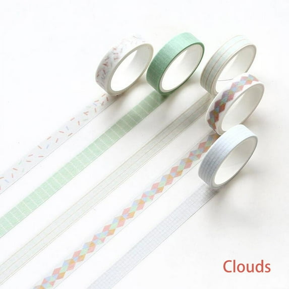 SagaSave 5Pcs Self Adhesive Masking Paper Tape DIY Craft Diary Notebook Decoration Colorful