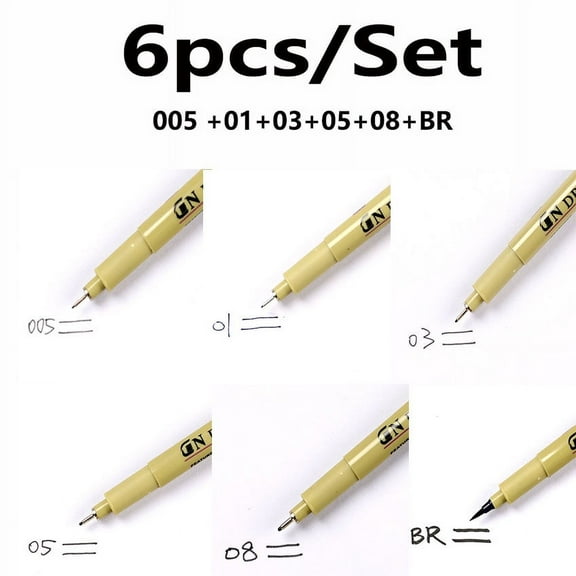 SagaSave 6Pcs Gel Ink Pen Set for Drawing and Writing Black Ink