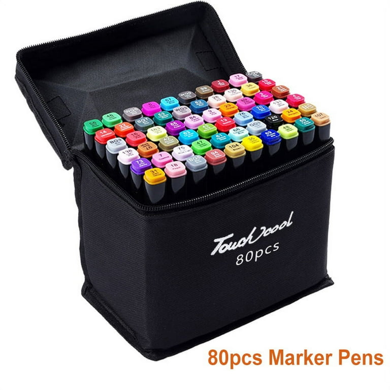 SagaSave 80Pcs Marker Pens Art Markers Highlighters Oblique with Double  Head Quick Dry Round