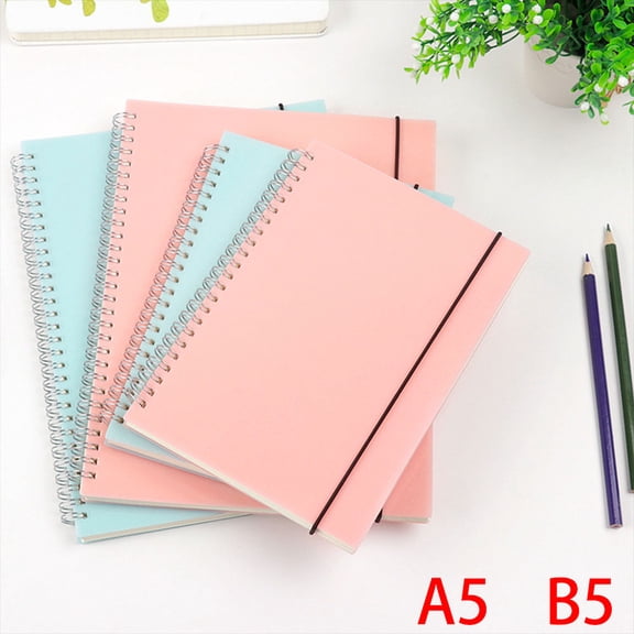 SagaSave A5/B5 Spiral Notebook for Writing Sketches Daily Planning Transparent Frosted Blue/Pink