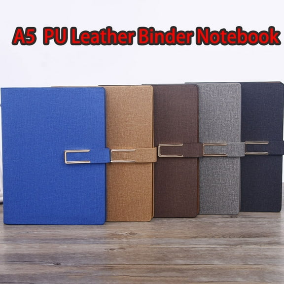 SagaSave A5 PU Leather Binder Notebook Loose-Leaf Sheets with Card Slots Office Meeting Daily Book Travel Journal Book