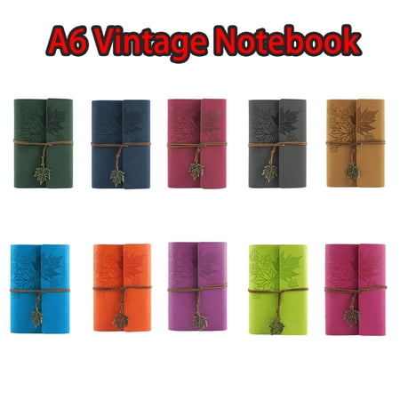 SagaSave A6 Vintage Notebook Diary Sketchbook Travel Journals Writing PU Leather Stationery Khaki