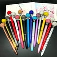 thumbnail image 1 of SagaSave Ballpoint Pen Black Ink Gel Pen Metal Revolve Open Diamond Crystal Ball Shape Black, 1 of 3