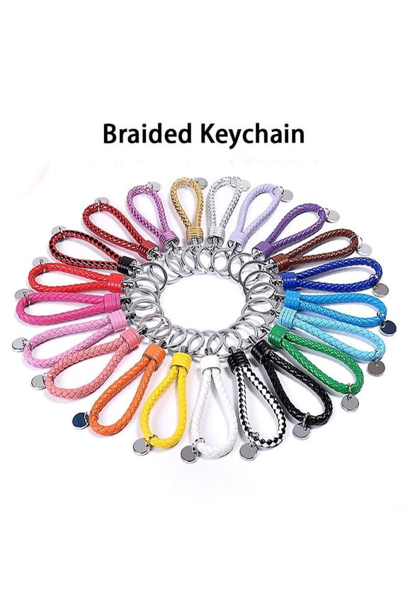 Braided Leather Cord Metal Keychain for Car Keys House Keys Apartment Keys