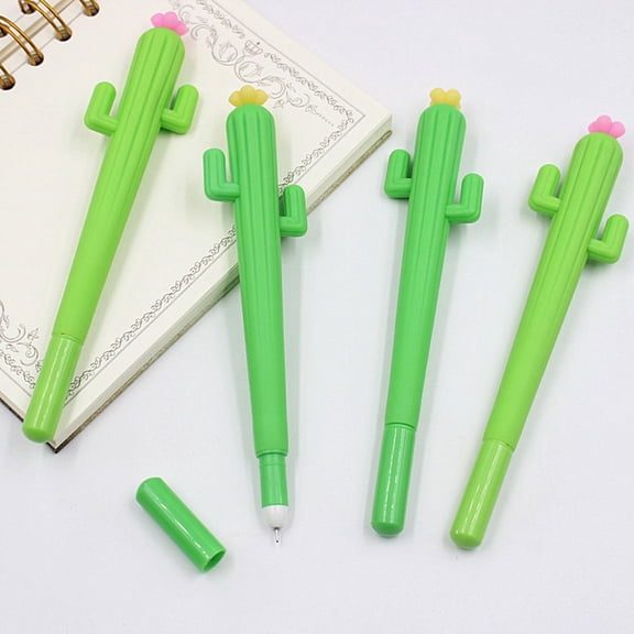 SagaSave Cute Gel Ink Pens Ballpoint Pen Fine Nib 0.5 mm Smooth Writing Elk/Cactus Pattern 10 Count
