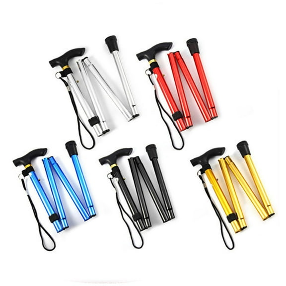 SagaSave Foldable Walking Stick Travel Cane Aluminum Alloy Adjustable Height for Elderly and Adults Hiking Pole