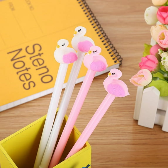 SagaSave Gel Pen Ballpoint Pens 0.5mm Writing Point Black Ink Cartoon Flamingo Shape