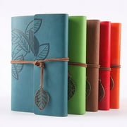 SagaSave Leather Retro Vintage Notebook Bound Diary Book with Leaf Pendant Travel Journal Note