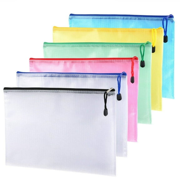 SagaSave Mesh Zip Pouch Document Bag Folders Letter File Pockets A3/A4/A5 for School Office Supplies Waterproof