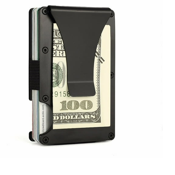 SagaSave Metal Credit Card Holder with C Shaped Card Slot Storage for 1-12 Cards Black
