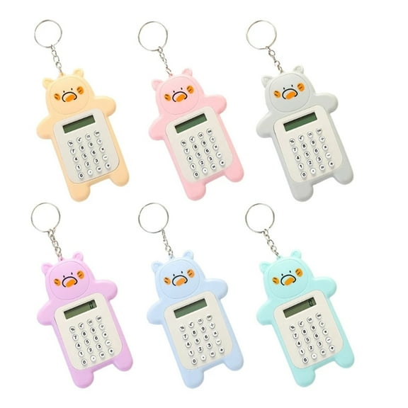 SagaSave Mini Portable Calculator with Keychain for Office Home School Cute Cartoon Look
