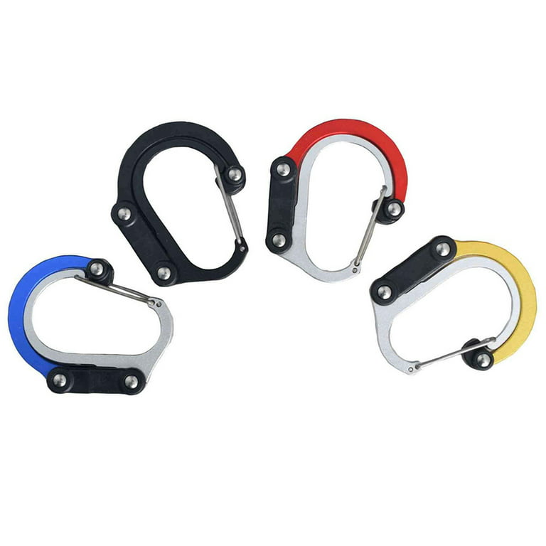 SagaSave Multifunctional D-Type Carabiner Clips 360 Degree Rotating Hook  Buckle for Camping Hiking Travel 4 Colors