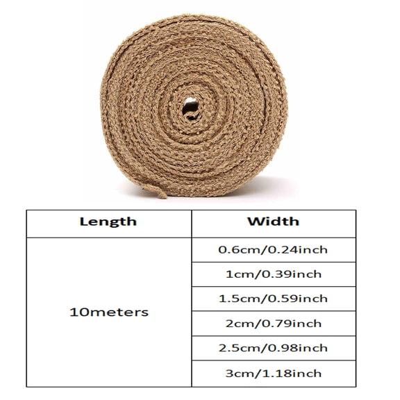 SagaSave Natural Jute Burlap Fabric Hessian Ribbon Rolls for Party Home Decoration DIY Hand Craft Supplies Cutable Size