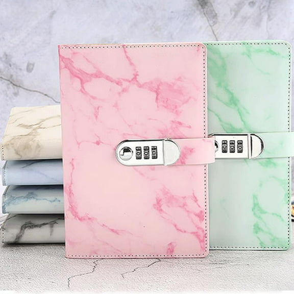 SagaSave Notebook with Metal Password Lock PU Leather Cover Travel Journal Diary Pink