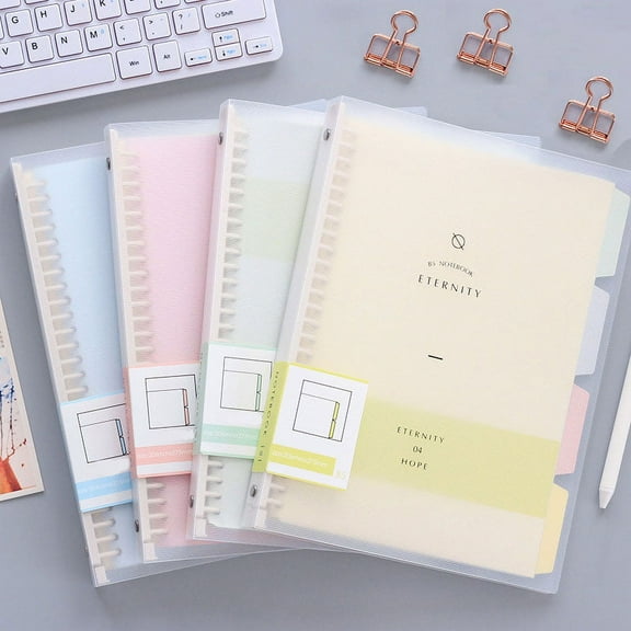 SagaSave PP A5 Notebook with Four-Color Index Label Waterproof Cover Double-Sided Writing Pink