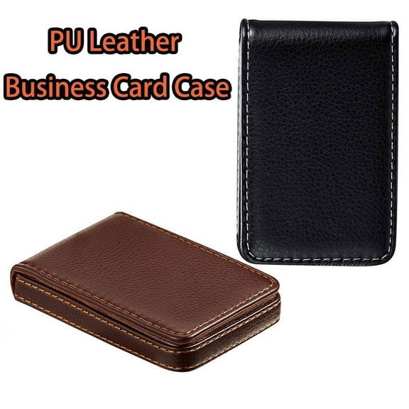 SagaSave PU Leather Business Card Holder Card Case Magnetic Closure for 20-25 Business Cards Gifts