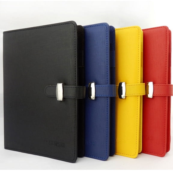 SagaSave PU Leather Cover Binder Notebook Travel Journal with Card Slot A7 Blue
