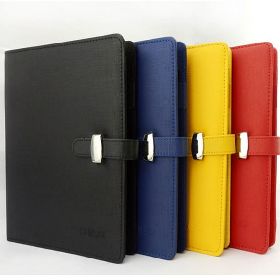 SagaSave PU Leather Cover Binder Notebook Travel Journal with Card Slot B5 Yellow