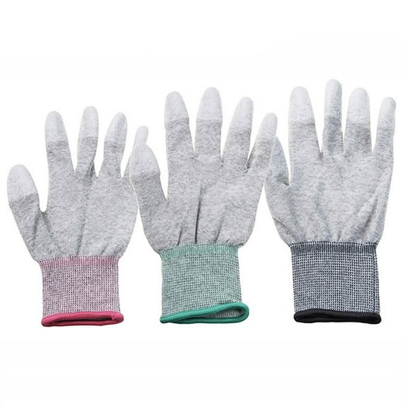 SagaSave PU Nylon Pair Anti Static Work Gloves Grip Palm Protect Gloves for Repairing Safety S/M/L Pink