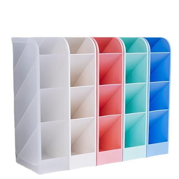 SagaSave Pen Holder Desktop Storage Box with 4 Slots Storage Pen Pencils Scissor Paper Clips Plastic