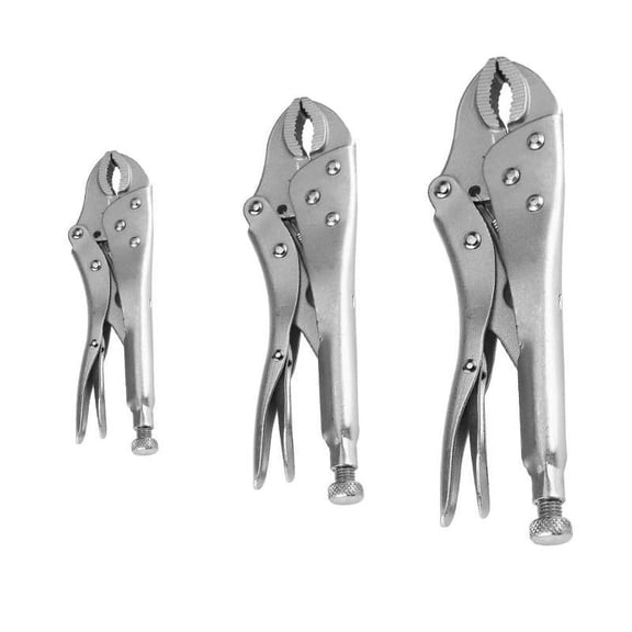 SagaSave Pliers with Serrated Curved Jaws Self-Locking Design Carbon Steel 7" Silver