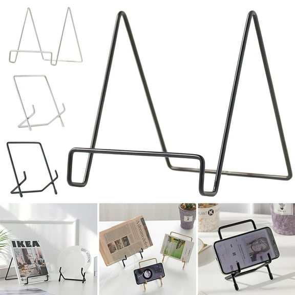 SagaSave Portable Display Holder Plated Wire Plate Stand Holder Easel Display for Picture Picture Cell Phone