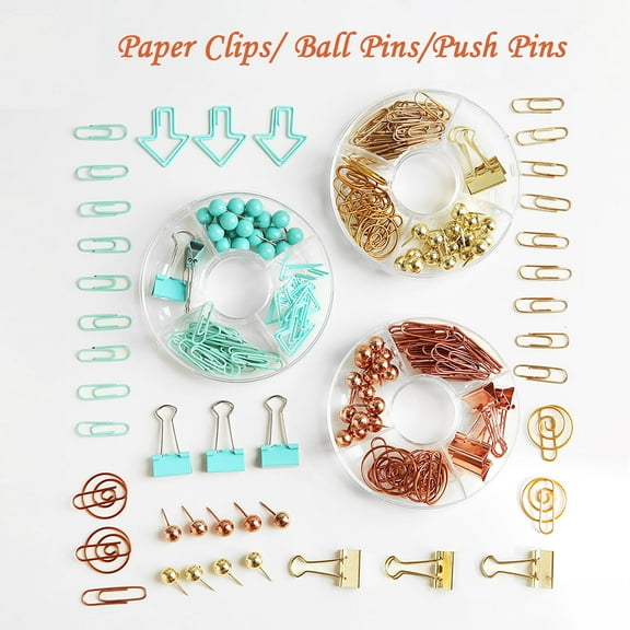 SagaSave Push Pins Clips Set with Storage Box Shaped Paper Clips for Organize Documents Student Stationery