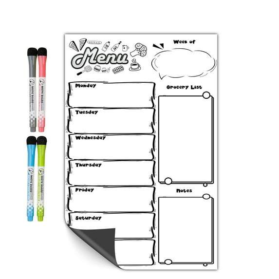 SagaSave Refrigerator Magnetic Schedule Planner with 4 Pens Chalkboard Note Calendar Home 3 Choice