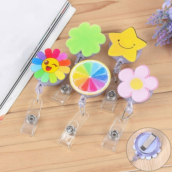 SagaSave Retractabl Badge Reel Clip Badge Reel Holders with Clip Cute Pattern