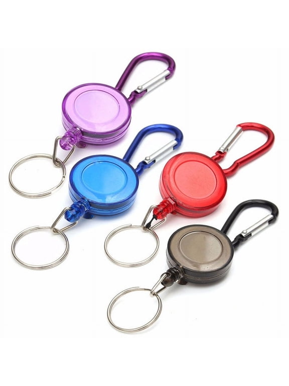 Retractable Key Chain Badge Holder ID Carabiner with Key Ring Gourd Buckle Plastic Shell